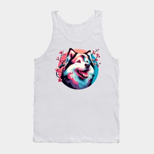 Lapponian Herder Enjoys Spring Amid Cherry Blossoms Tank Top